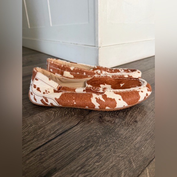 Hush Puppies Shoes - Hush Puppies Brown and White Cowprint Loafers
